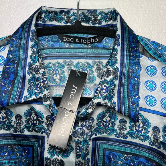 Zac & Rachel blue bandana print lightweight shirt blouse size S NWT - Picture 3 of 5